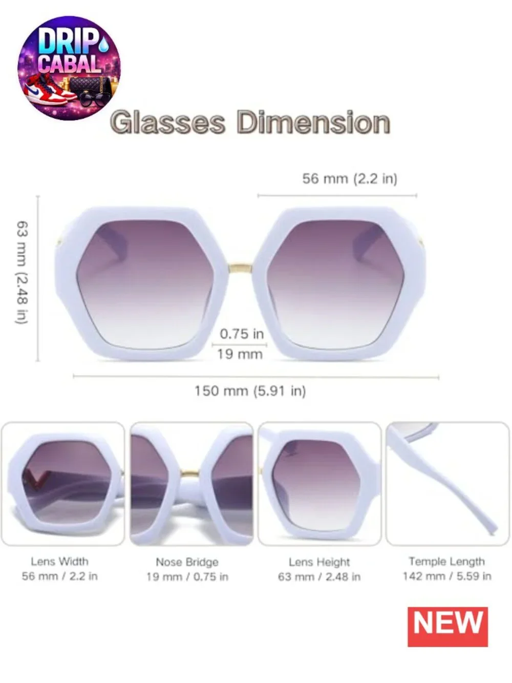 Oversized Vintage Hexagonal Sunglasses Women UV400 Polycarbonate Retro Shades